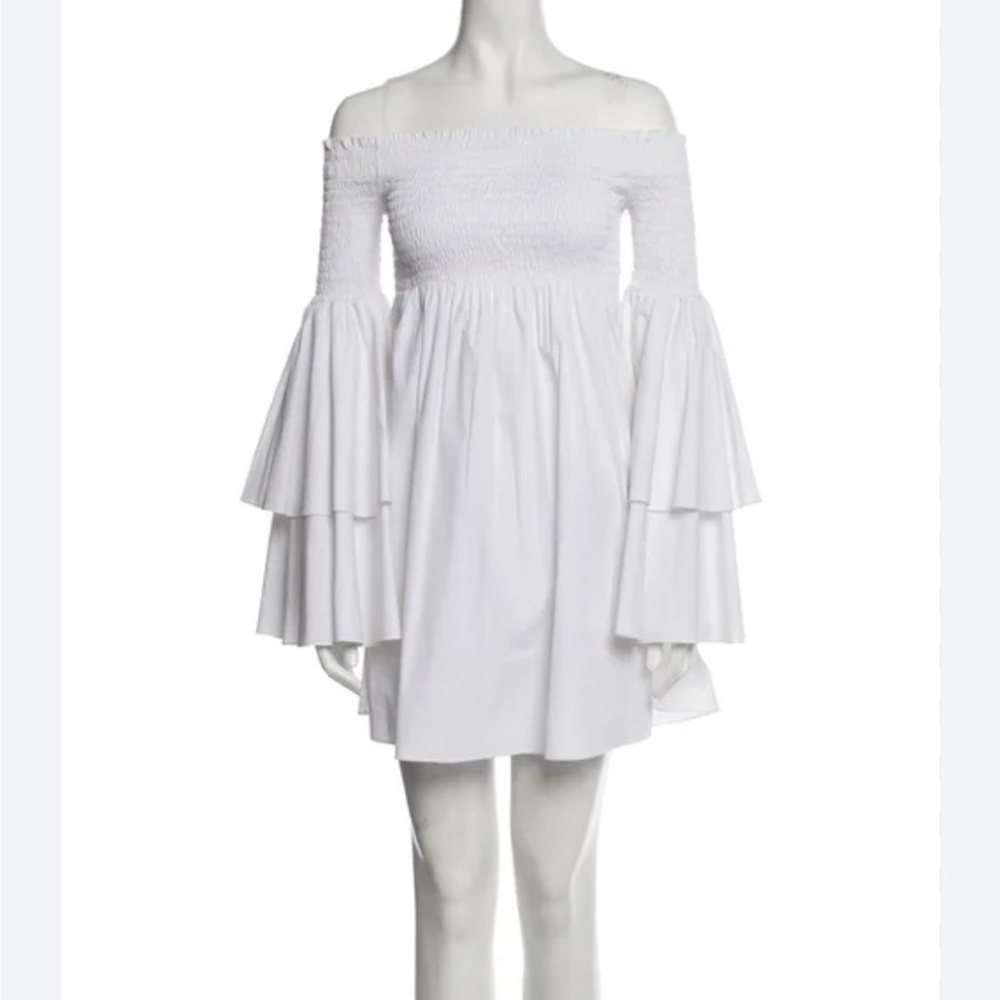Caroline Constas White Off-Shoulder Mini Dress